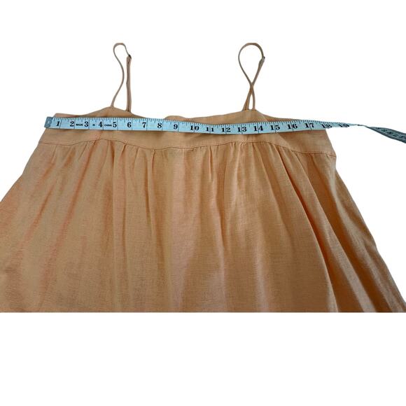 Abercrombie Asymmetrical Linen Blend Tiered Maxi Dress in Orange Size LP - Picture 11 of 12